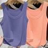 Modal Ribbed Spaghetti Strap Tank Top - Women's Versatile U-Neck Solid Color for Spring/Summer, Sports, Yoga, Base Layer.