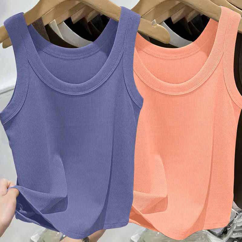 Modal Ribbed Spaghetti Strap Tank Top - Women's Versatile U-Neck Solid Color for Spring/Summer, Sports, Yoga, Base Layer.