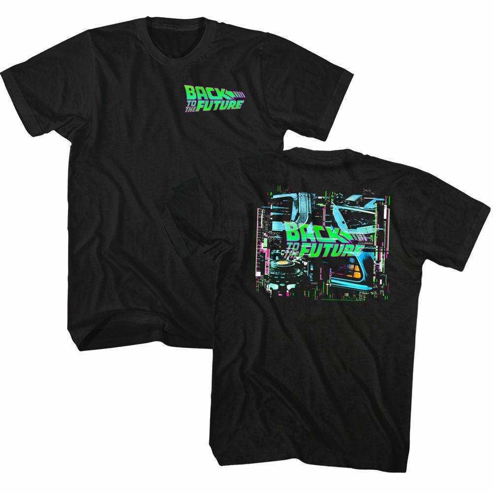Back To The Future Neon BTTF Black Adult T-Shirt S