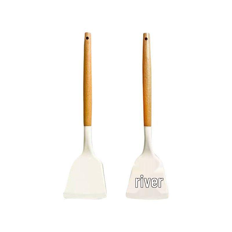 Silicone Spatula & Ladle Set with Wooden Handle for Home and Baby Food Preparation - High Quality, Stylish Design