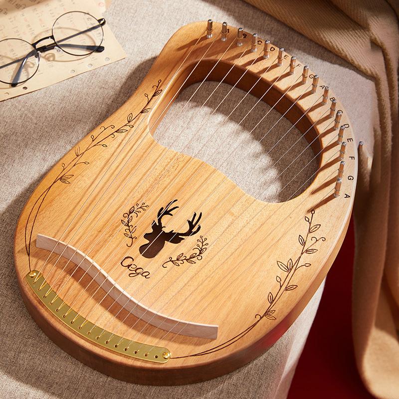 16 21 24 Saiten Leierharfe Mahagoni Holz Harfe Klavier Saiteninstrument Mit Stimmgerät Ersatzsaiten