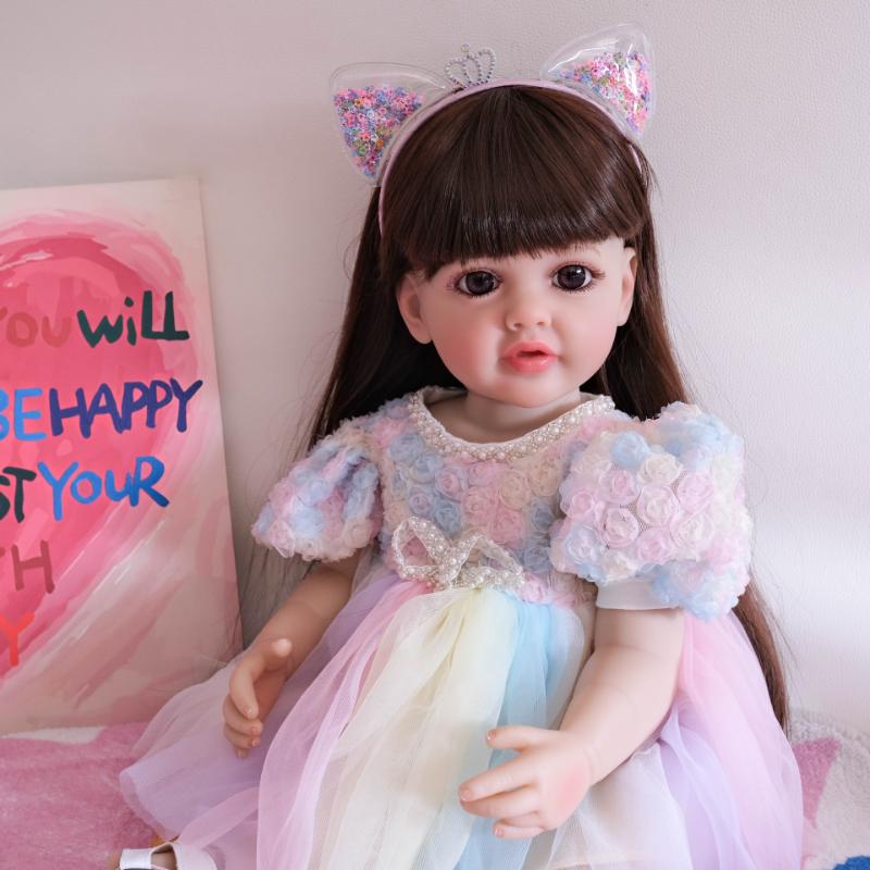 Lifelike 55cm Full Silicone Body Reborn Baby Doll Betty So Truly Like Toddler Baby Dolls for Girls Straight Leg Standing Reborn Boneca Menina Kid Gift