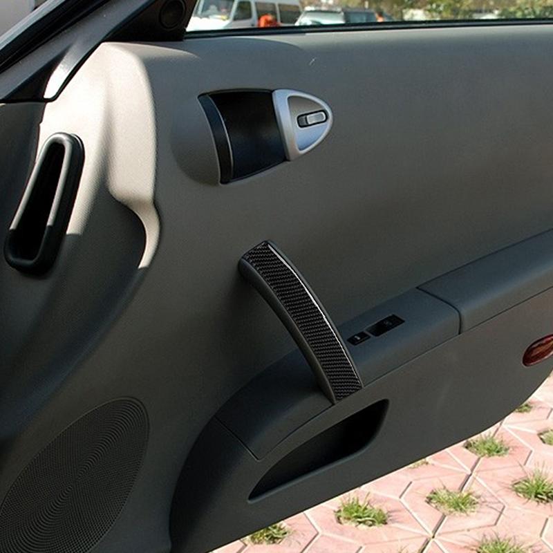 For Nissan 350Z 2006-2009 1Pcs Real Carbon Fiber Copliot Door Handle Sticker Trim Car Interior Accessories Car Interior
