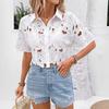 Elegant Women's Lace Blouse – European & American Fashion, Versatile for Casual, Vacation, and Parties, with Hollow Out Design