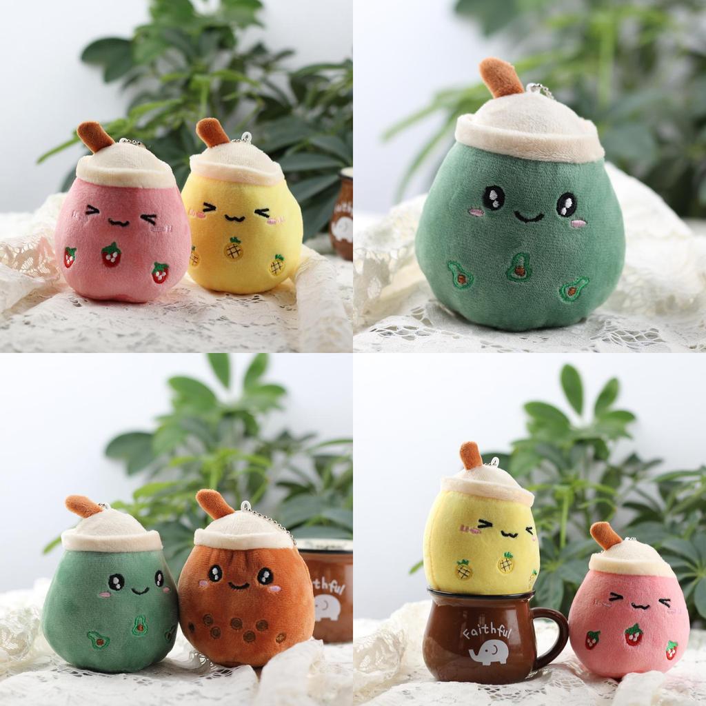 Entzückender Plüsch Apfel Frucht Milchtee Tasse Schlüsselanhänger Weiches Kurzplüsch Spielzeug Geschenk