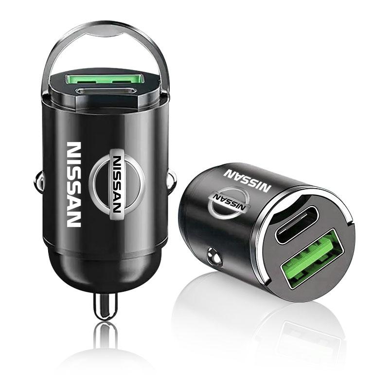 1Pcs Car Charger USB Type-C Fast Charging Adapter Car Accessories For Nissan Nismo Almera Tiida Juke Teana Qashqai 350Z 370Z GTR