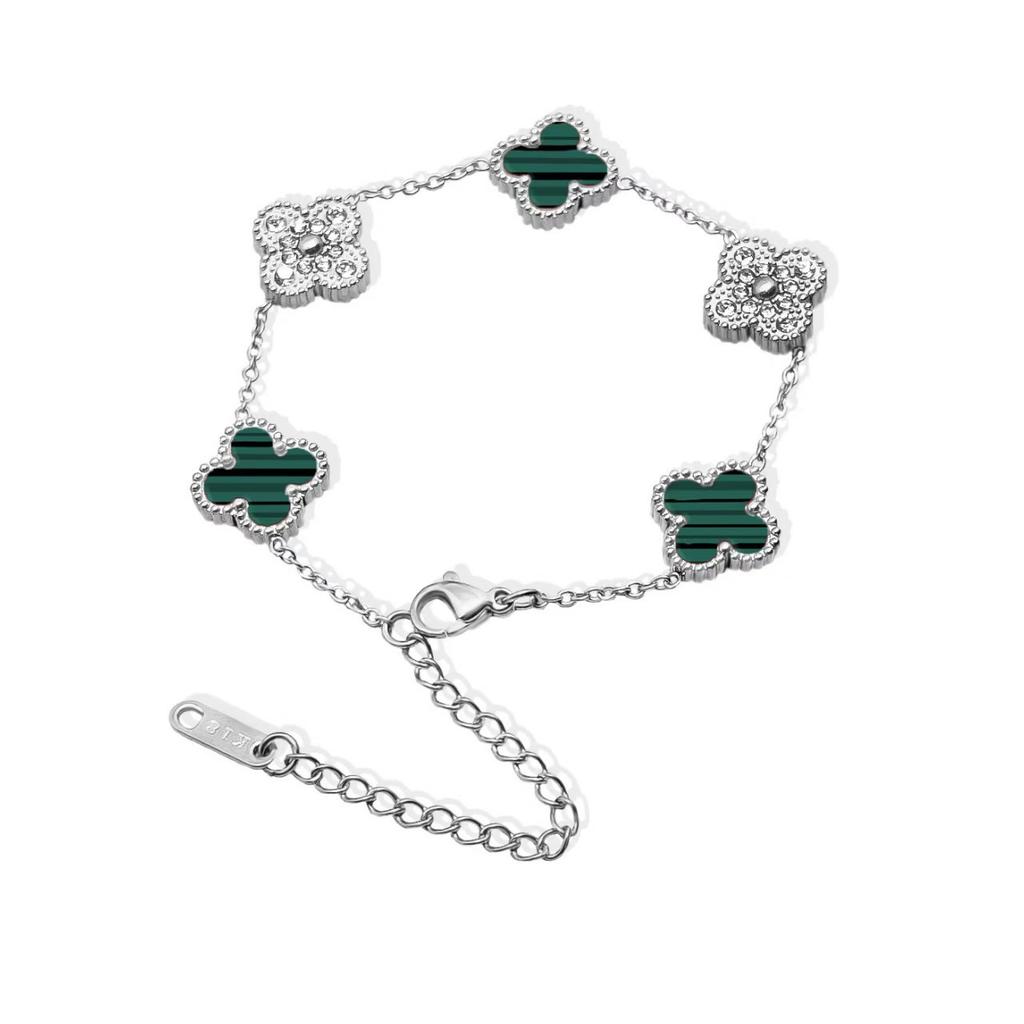 Bracciale quadrifoglio 13mm lusso leggero bracciale double-face 18K acciaio al titanio catena non scolorisce