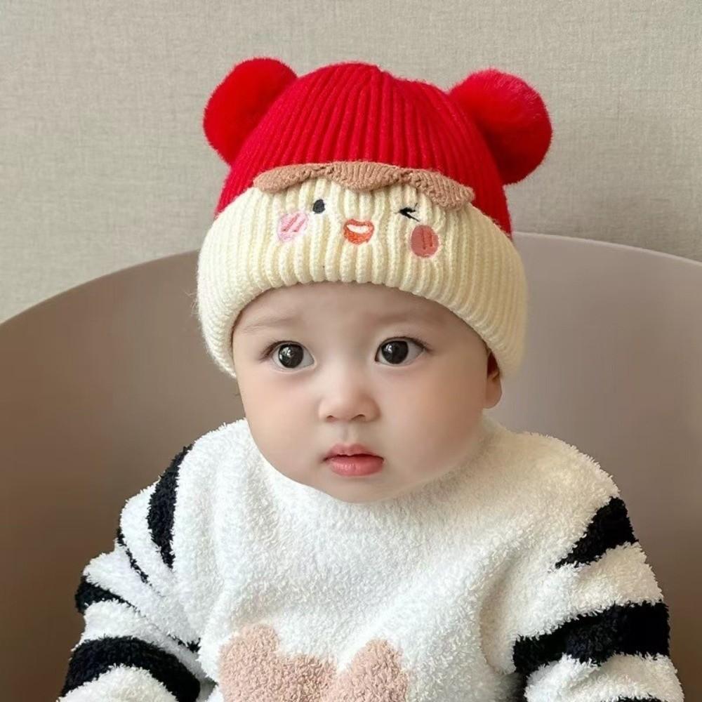 Windproof Baby Knitted Hat Thickened Warm Hat Soft Pom Pom Beanie Winter