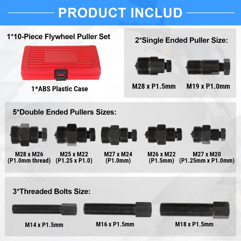 10Pcs Red Plastic Case Motorcycle Repair Tool Electromagnetic Machine Puller Flywheel Puller Set Motorbike Repair Remover