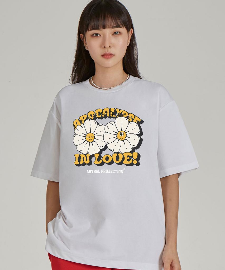 ASTRAL PROJECTION Apocalypse Daisy Round Neck 15-Count Cotton Short Sleeve T-Shirt_White
