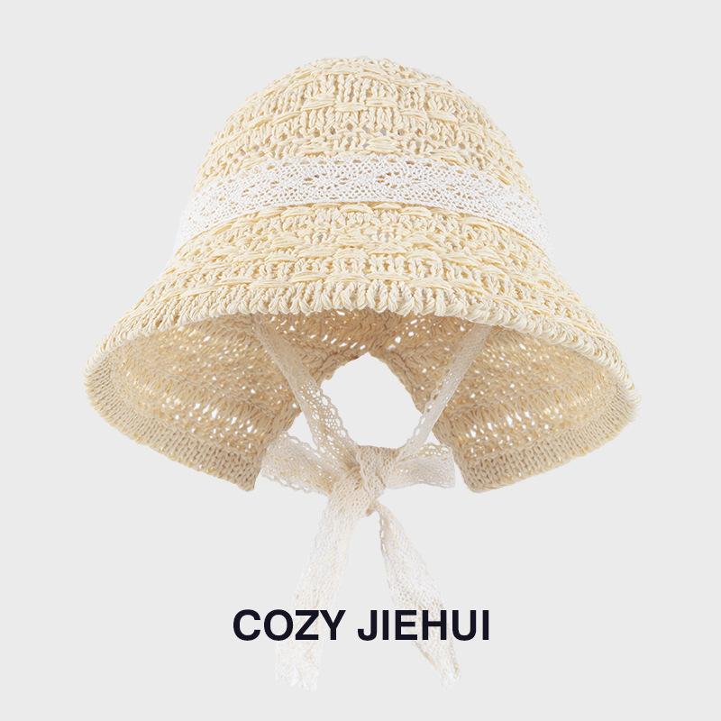 Hohler atmungsaktiver gestrickter gewebter Fischerhut Damen Frühling Sommer Sonnenhut Damen Senior Sense Beckenhut 2025 Fischerhut
