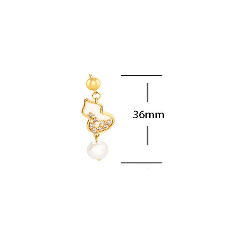 Ethnic Shell Stud Earrings, Unique Design Pearl Drop Earrings with Zircon