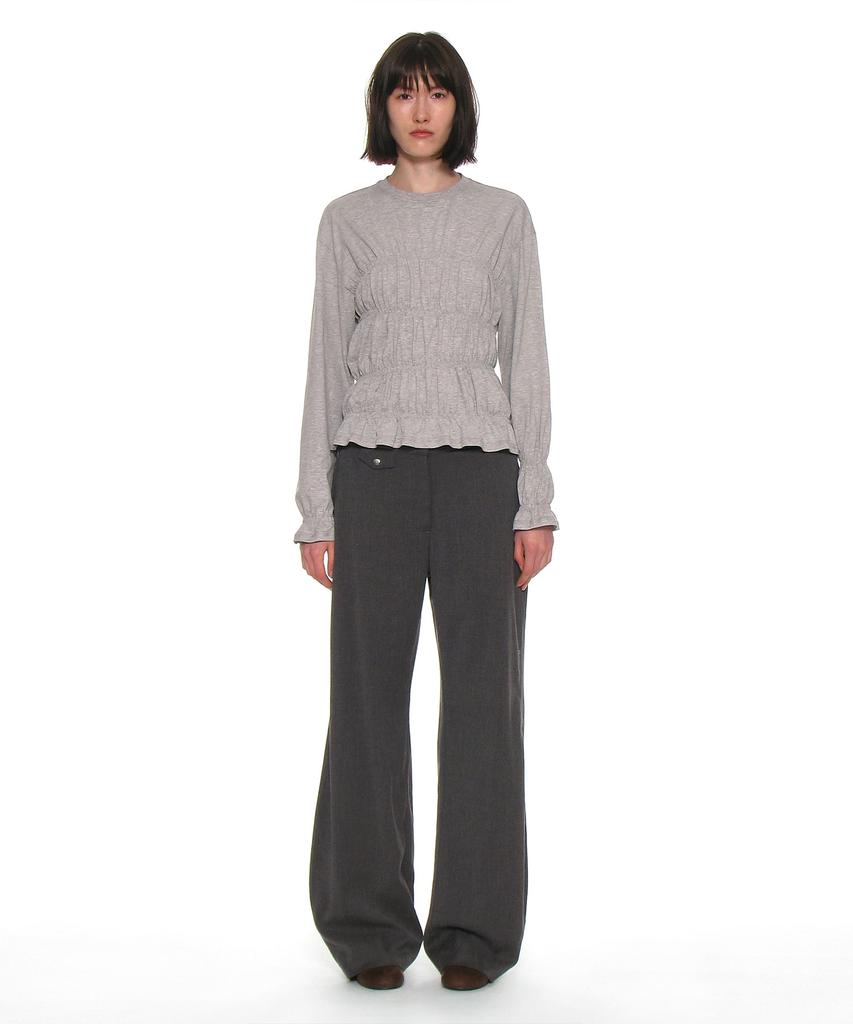 PARTIMENTO WOMEN Cutout Waist Trousers_Charcoal Melange