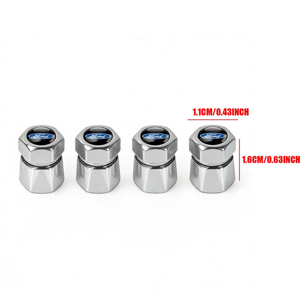 pdzh2 4Pcs Car Metal Wheel Valve Caps Covers Accessories For Ford Focus Kuga Mondeo Ranger Fiesta Mustang ST Shelby Fusion Edge Escape