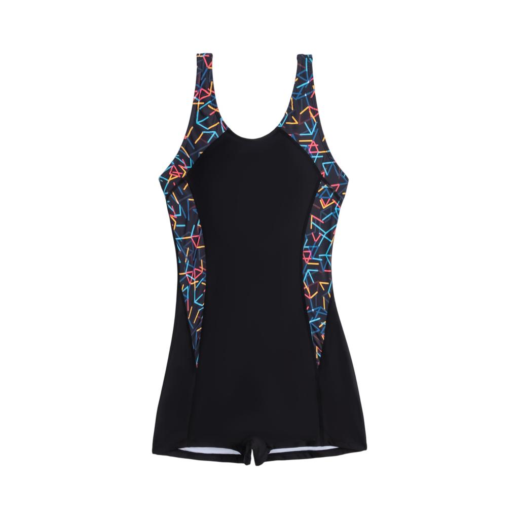 Women's Printed Patchwork Sports Competitive One-Piece Swimsuit