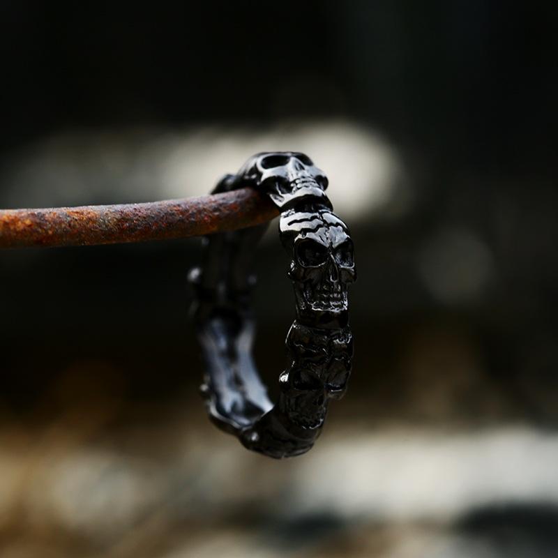 Titanium Steel Skull Head Ring Punk Style Fashion Jewelry