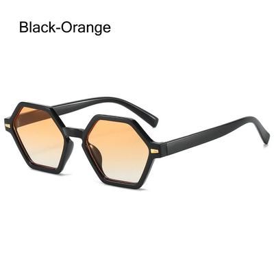 Funny Hexagonal Small Frame Sunglasses Hip-Hop Style UV400 Rivets Decoration Shades Leopard Blue Glasses for Women & Men