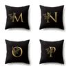 Polyester Pillowcase Car Decoration Black Gold Flower Pillowcase 26 English Letters Home Cushion Cover