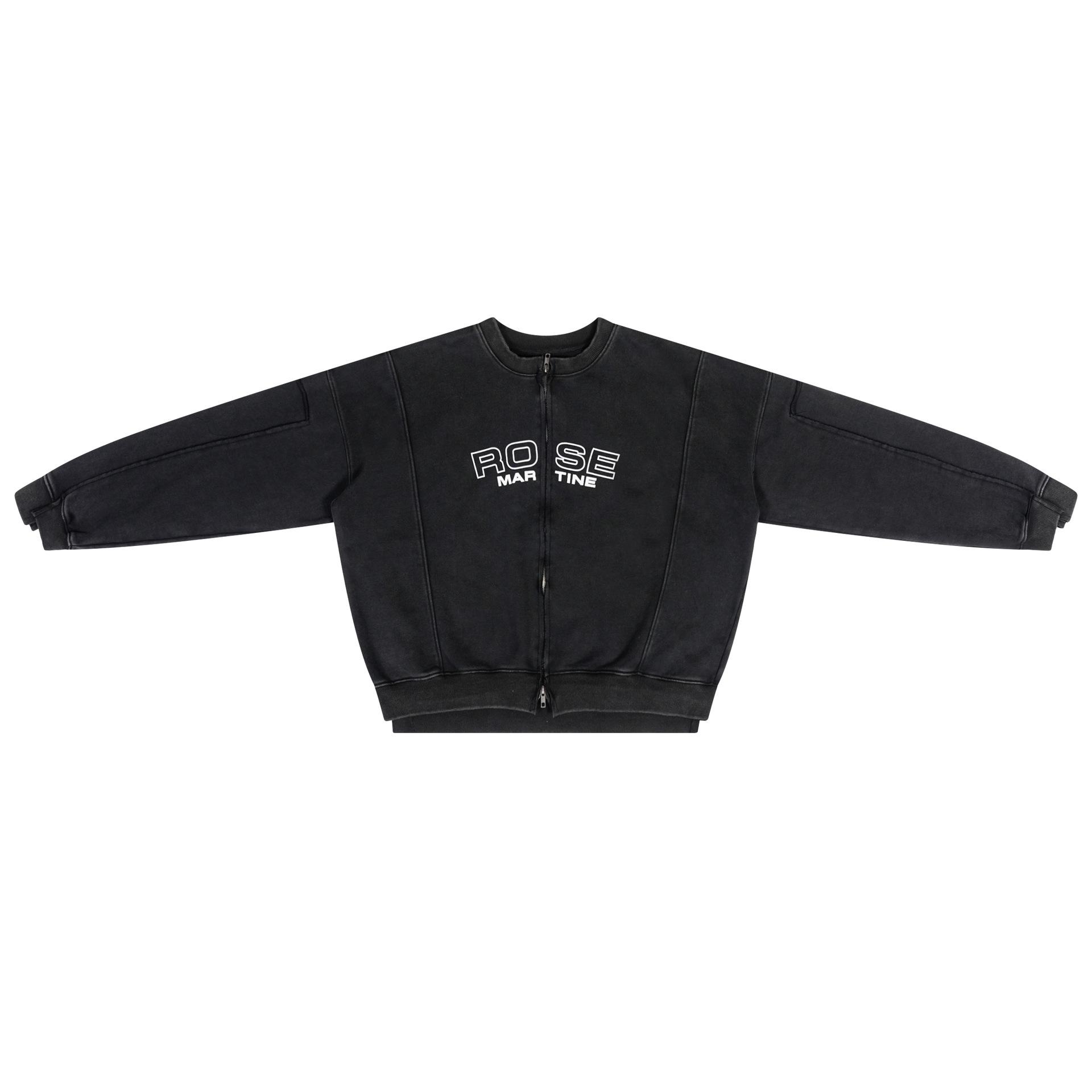 Martine Rose Distressed Loopback Double-Zip Patchwork Jacket M (450g) промывают черный