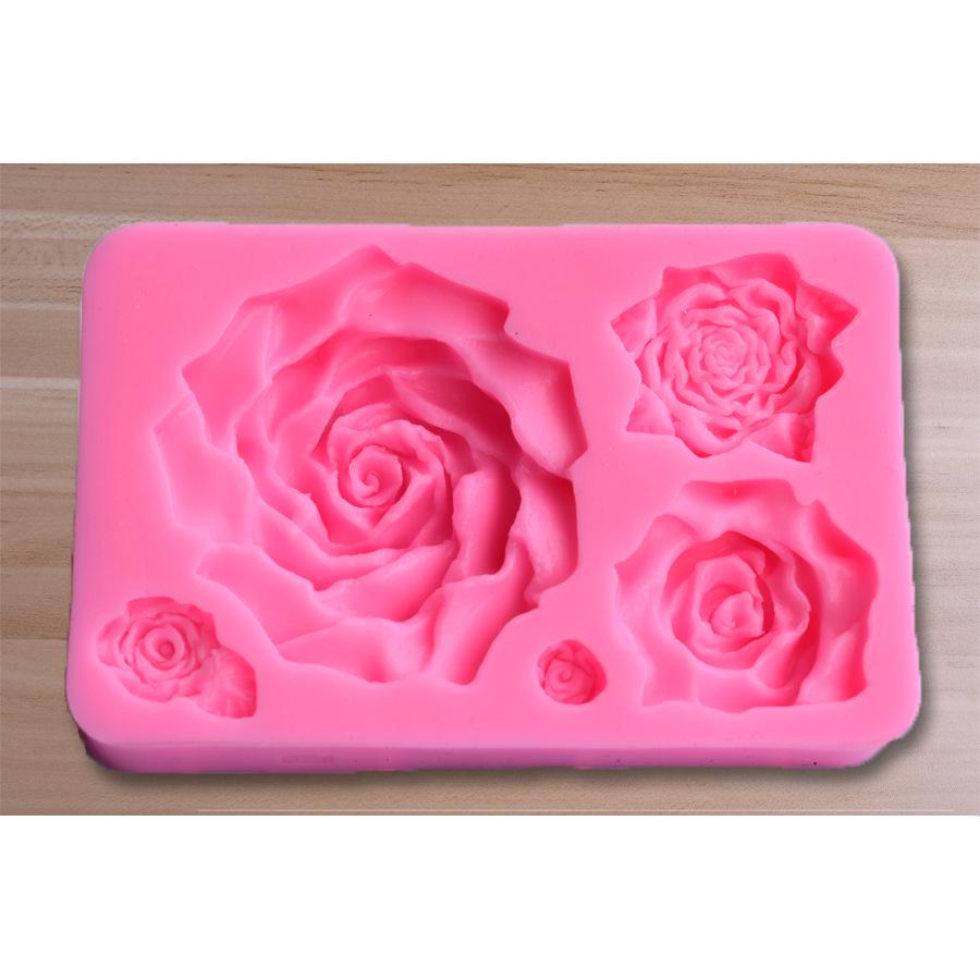 Rose bud leaf rose fondant silicone mold diy cake handmade soap car plaster drop