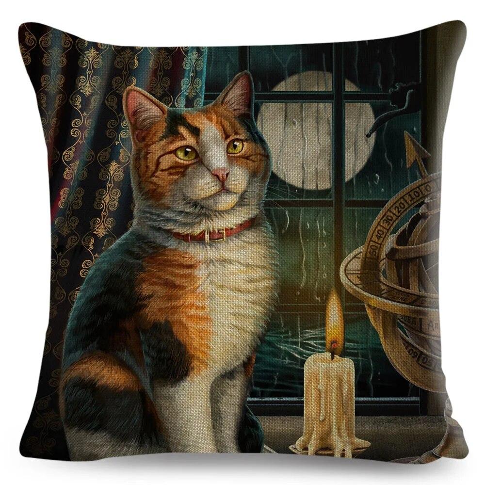 Pet Cartoon Animal Pillowcase Cute Watercolor Cat Cushion Cover Decor Sofa Home Car Children's Room Pillowcase