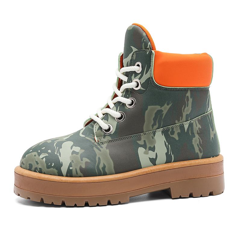 Classic Original Camouflage Boots Men Designer Motorcycle Boots Casual High-top Boots Men Comfortable Leather Platform Shoes Men