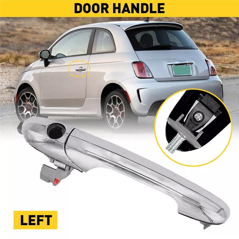 A03Z-Chrome Driver's Left Front Door Outer Handle For Fiat 500 735485875, 735451697,68069943AB Exterior Door Handle