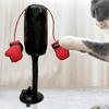 Saugnapf Leder Katzen Punchingball Spielzeug mit Handschuhen, Feder Selbstspiel Indoor Kätzchen Interaktives Übungsspielzeug