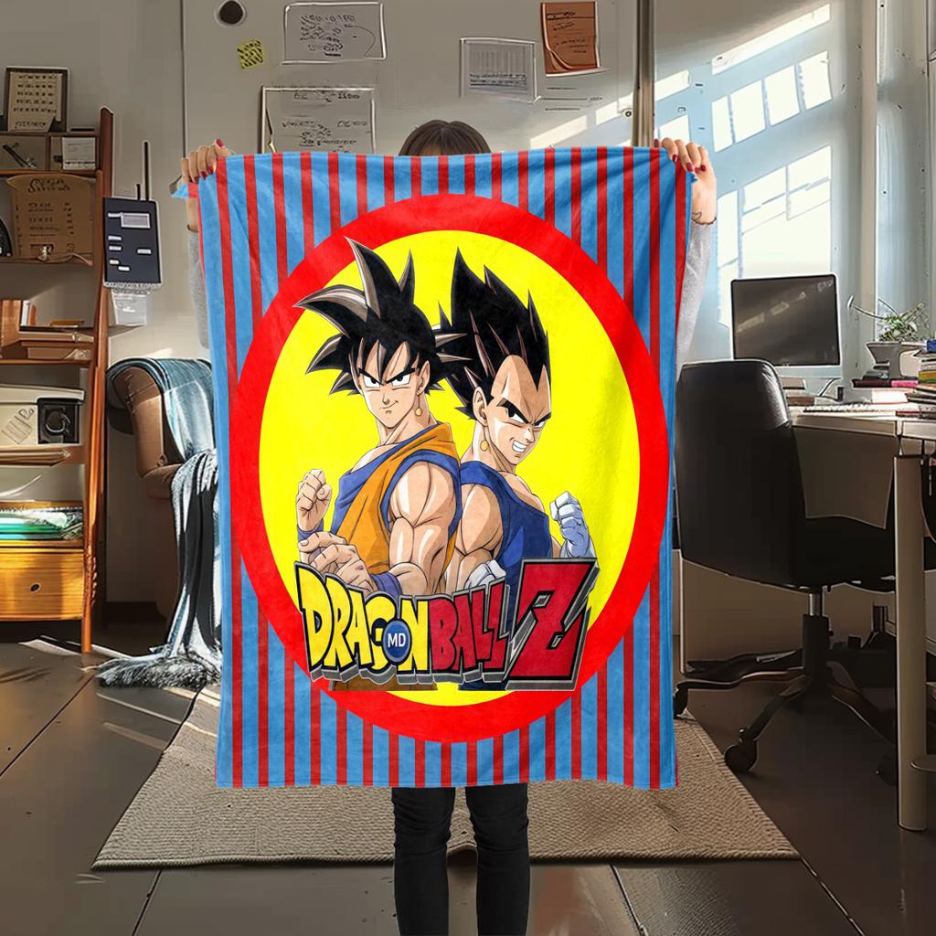 1 ks flanelová deka s potiskem Son Goku, Vysoce kvalitní pro všechna roční období, Domácí dekorace, Teplo a pohodlí, Perfektní jako vánoční dárky