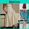 Spaghetti Lowcut Strap Dress Women Backless Sleevless French Court Style Aline Big Swing Pure Color Slim