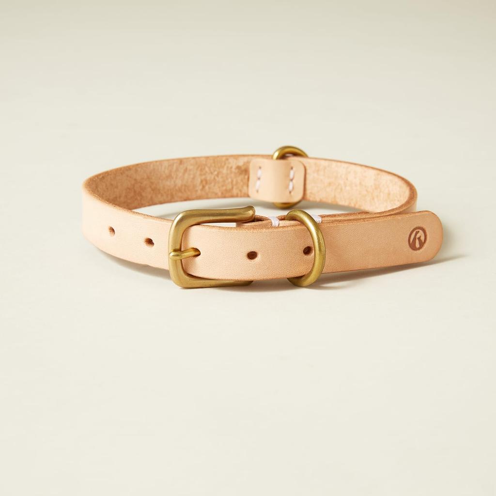 We Original All Leather Collar Natural GOOD MANNERS DOG SERIES - (S) /