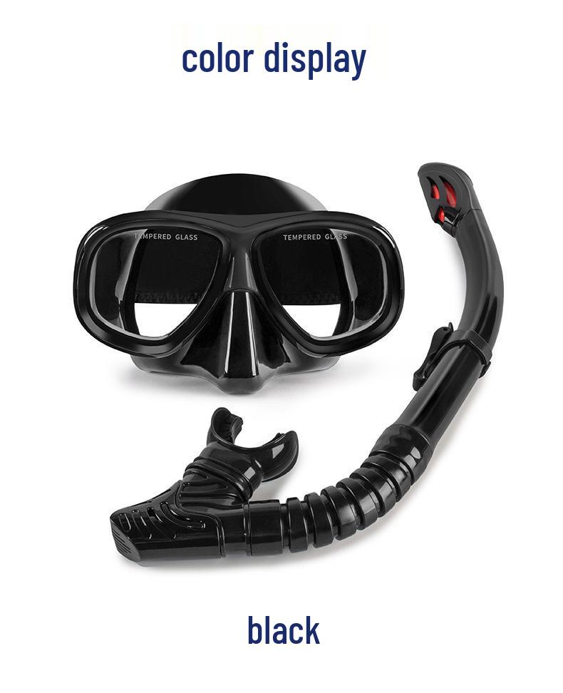 Wave Pro Snorkel Set: Silicone Dry Snorkel & Large Frame Prescription Diving Mask