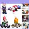 Set aus 4 Stück Miniatur Unartige Zwerg Statuen für skurrile Gartendekoration und Spaß