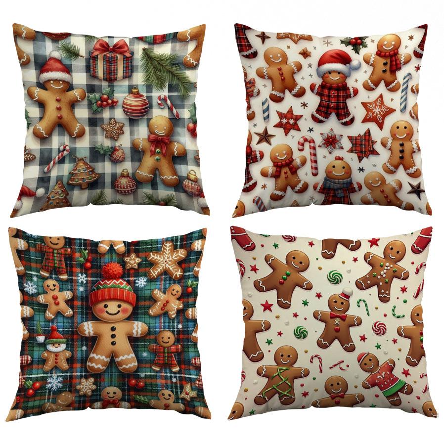 Christmas Cushion Cover Christmas Tree Elk Cushion Cover Polyester Printed Cushion Cover