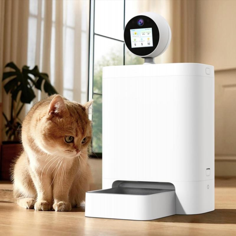 5.5L Capacity Video AI Automatic Pet Feeder for Cats Dogs 3 Million Pixels HD 2K Eco-Friendly Plastic 5V/1.5A Battery Powered
