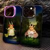 Vintage Rabbit Aristocrat Phone Case For iPhone17,16,15,14,13,12,11 Plus,Pro Max Colored Silver Plated Inside Cover