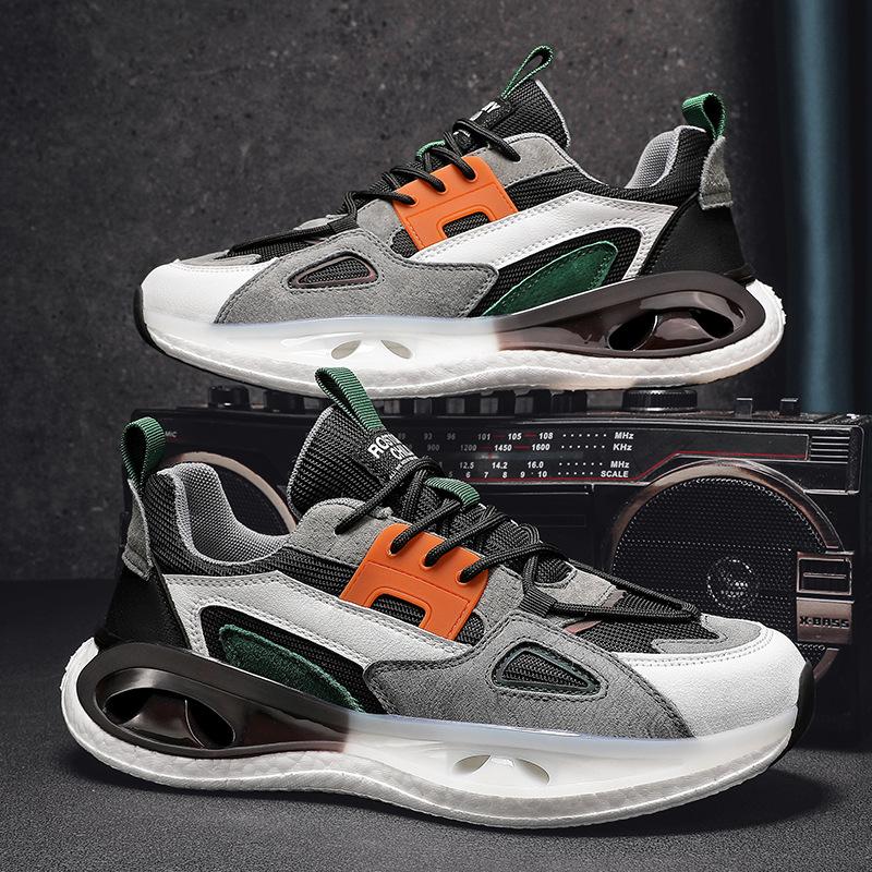 Herren Sneaker Dicke Sohle Vielseitige Klobige Schuhe Herren 2024 Neuer Trend Mesh Schnürung Atmungsaktiv Lässige Sportschuhe Erhöhte Weiche Sohlen