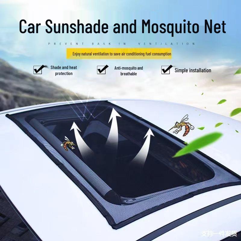 Car Sunroof & Window Magnetic Anti-Mosquito Net with Heat Insulation and Lint Blocking