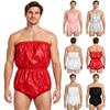 Men Waterproof Strapless Bodysuit Elastic Band High Cut Glossy Swimwear Romper Clubwear Adaptive Clothes for Pool Beach Party