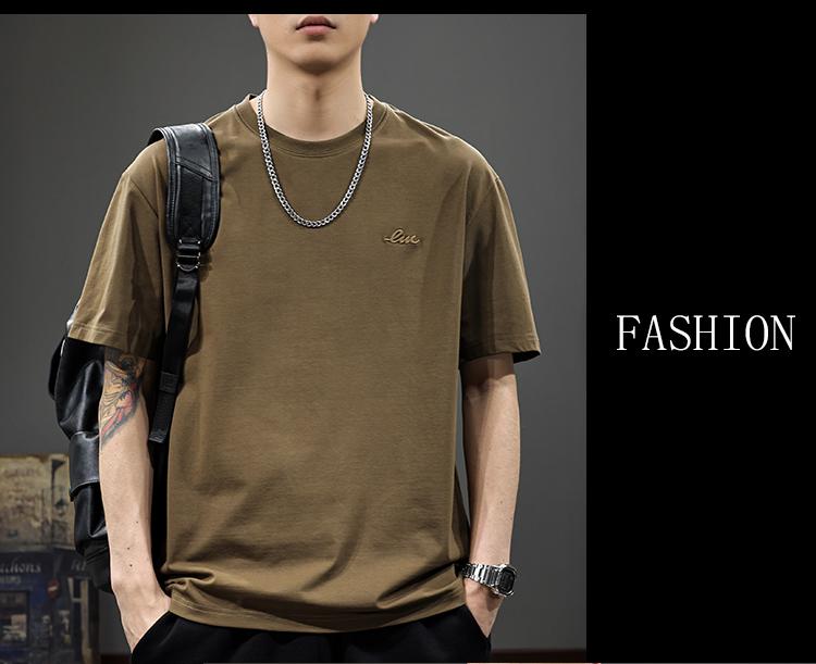 2025 Summer Men's Loose Fit Combed Cotton Ice Silk Cool Short Sleeve T-shirt - Breathable American Casual Half Sleeve Tee