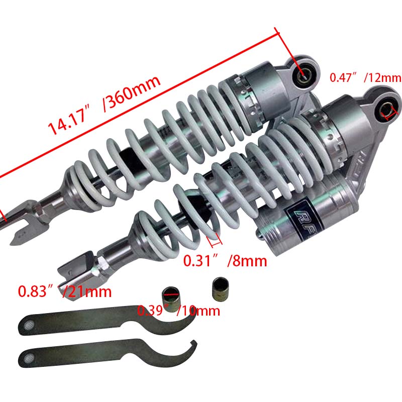 360mm Universal Motorcycle Shock Absorber Rear Shock Absorber Nitrogen Bags Shock Hydraulic Modification Parts