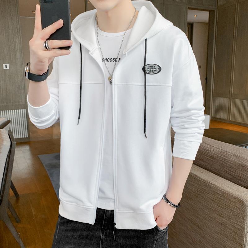 New coat men's ins spring and autumn easy-to-wear sports and leisure trendy brand hooded loose zipper cardigan sweatshirt