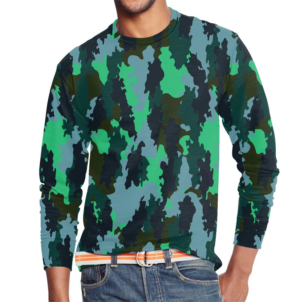 Men's Summer Long Sleeve Outdoors Camouflage Colorful Print T-Shirt Top Men Streetwear Clothing Long Sleeve T-Shirt Women's Pullover
