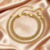 4/6mm Width Gold Plated Mesh Strap Chain Anklet for Women Stainless Steel Adjustable Ankle Bracelet Waterproof Simple Jewelry