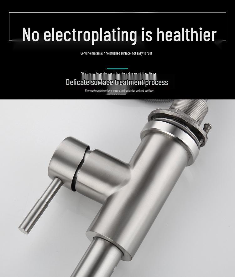 304 Stainless Steel Pull-Out Kitchen Faucet with Splash-Proof, Hot & Cold Features and Vegetable Washing Basin.