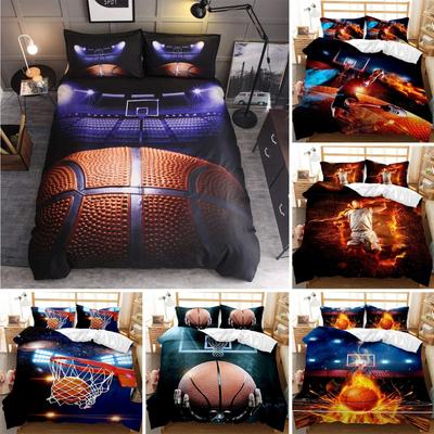 Basketball Duvet Cover Set King Queen Ball Sport Theme Bedding Set Boys Teens Basketball Fan Room Polyester Quilt Cover
