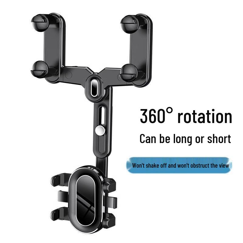 Anti-Shake Adjustable Retractable Car Phone Holder with AR Navigation for Rearview Mirror