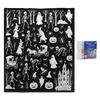 Interactive Coloring Art Gift Halloween DIY Blanket with 24 Markers, Washable Throw Blanket, Color Fabric Kit Your Own Spooky Pattern Mat for