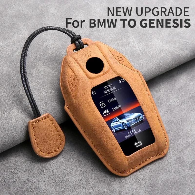 Housse de Protection en Cuir pour Clé Intelligente de Voiture pour Bmw X3 G01 G31 X5 G05 X4 G02 G30 G32 I8 X7 M5X F20 Housse Coque Fob pour Clé de Voiture BMW