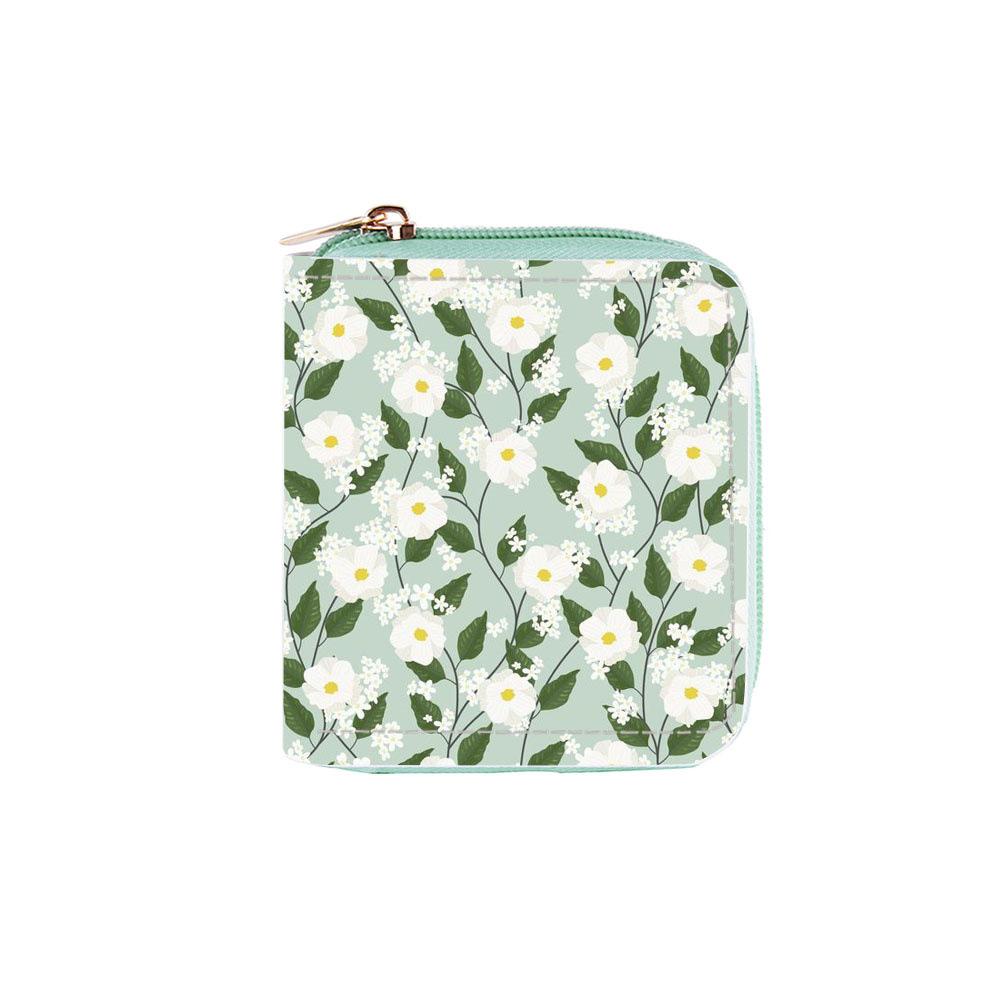 

New small floral short zipper small wallet wallet card bag flower ticket holder